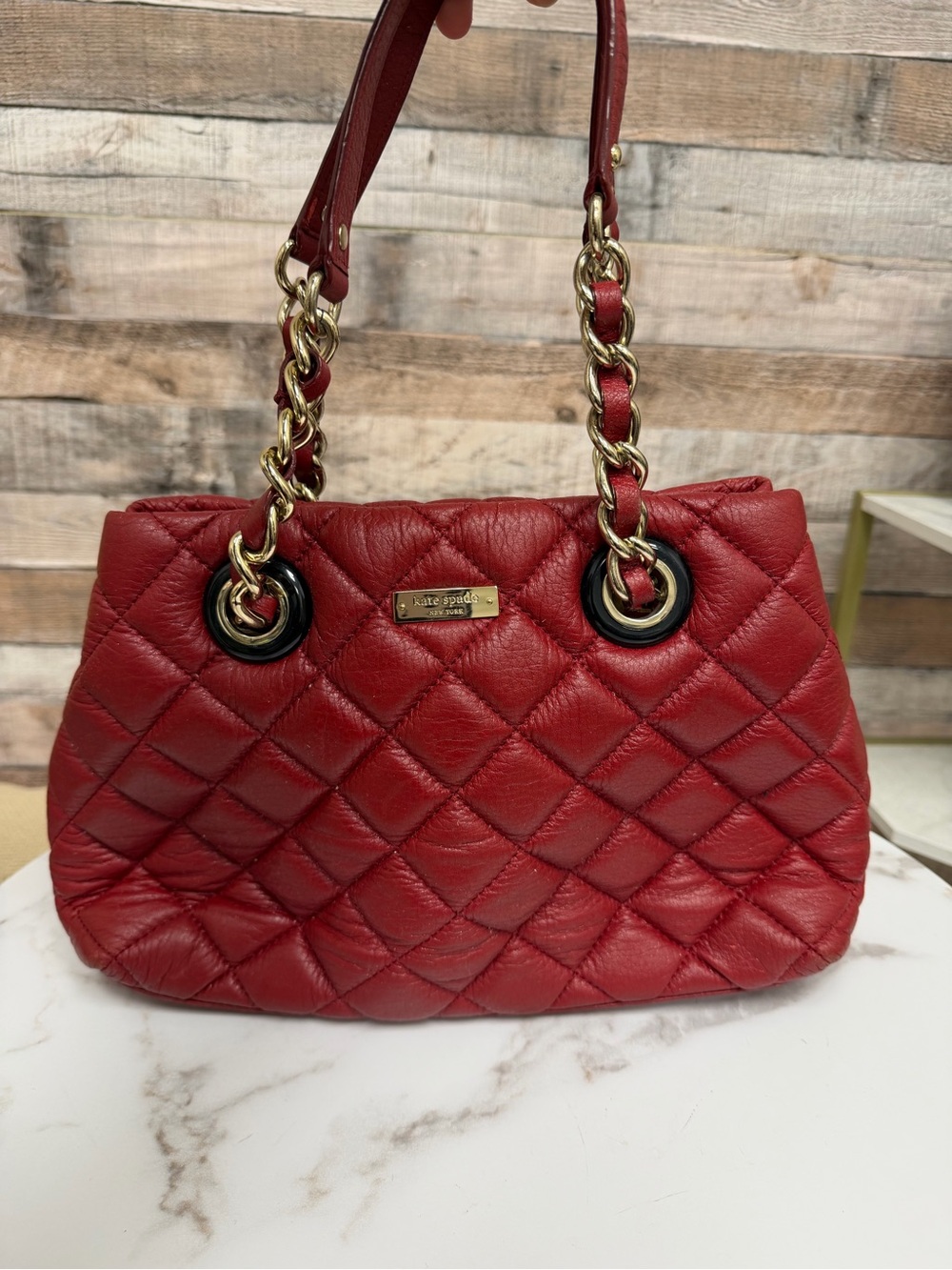 Kate Spade red quilted Leather Shoulder Bag